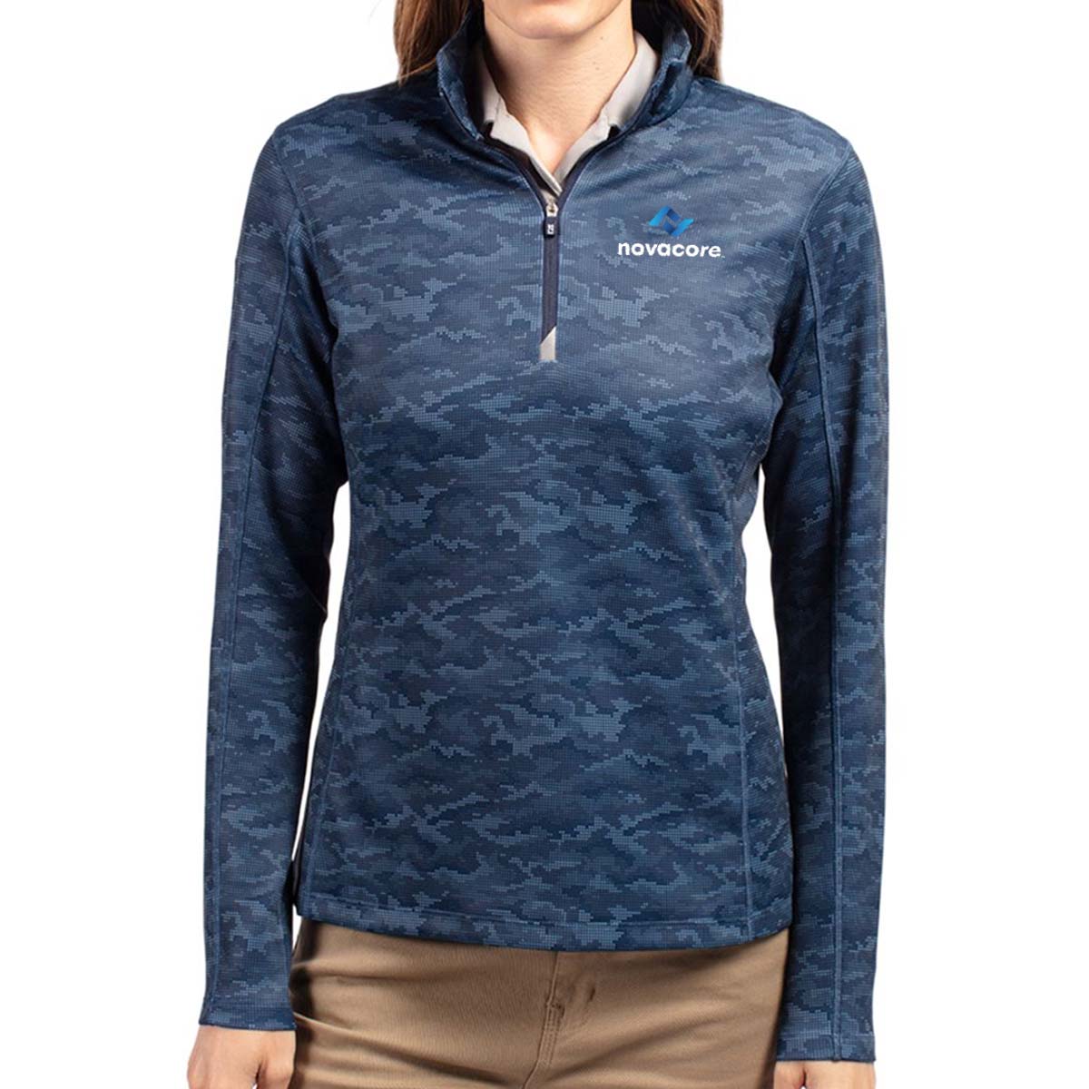 Alternative view of Cutter & Buck Ladies' Stretch Camo Print Eco Quarter Zip